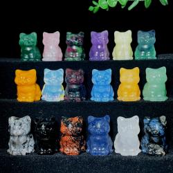 Figurine de chat en cristal naturel : Guérison Reiki et décoration d'intérieur