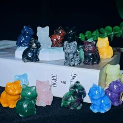 Doğal Kristal Kedi Figürü: Reiki Şifa ve Ev Dekorasyonu