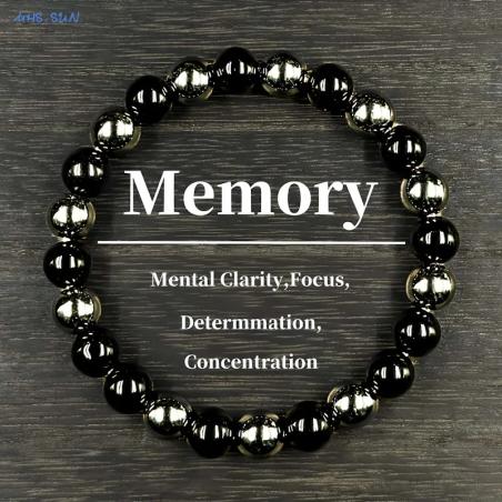 Bracelet en obsidienne | Pierre noire extensible de 8 mm pour hommes et femmes