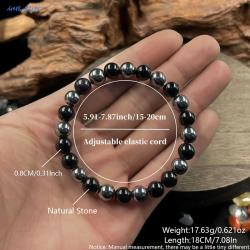 Bracelet en obsidienne | Pierre noire extensible de 8 mm pour hommes et femmes