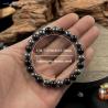Bracelet en obsidienne | Pierre noire extensible de 8 mm pour hommes et femmes