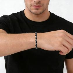 Bracelet en obsidienne | Pierre noire extensible de 8 mm pour hommes et femmes