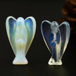 Figurine d'ange en opaline : Cristal naturel aux vertus lithiques et décoration intérieure