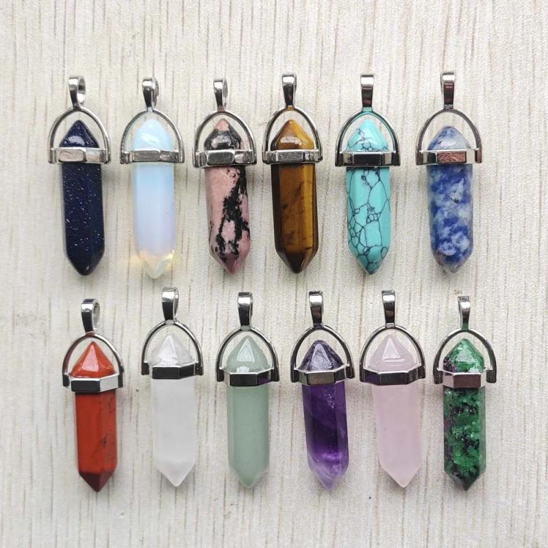 Pendentifs hexagonaux en aventurine et lapis-lazuli - Lot de 12