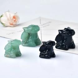 Figurine en aventurine et obsidienne : Décoration en cristal Reiki pour la maison