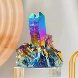 Regenbogenquarz-Kristallgruppe – Reiki-Stein, Naturdekoration