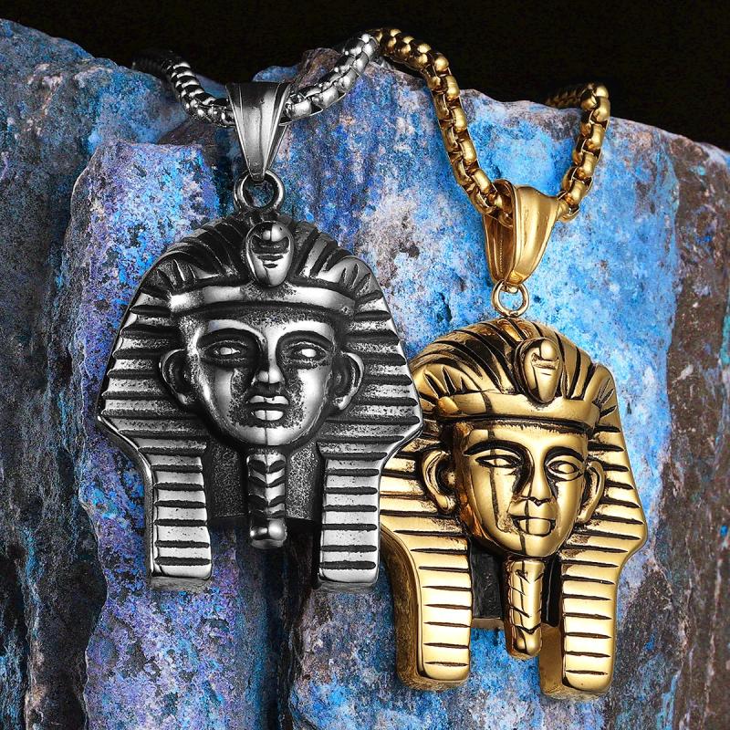 Collana con sfinge del faraone: acciaio inossidabile, stile punk rock