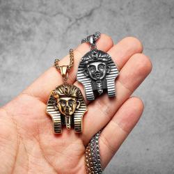 Collana con sfinge del faraone: acciaio inossidabile, stile punk rock