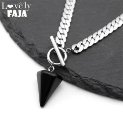 Collier pendule Reiki en obsidienne pour la divination - Bijou gothique