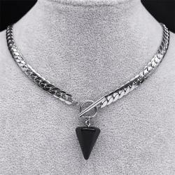 Collier pendule Reiki en obsidienne pour la divination - Bijou gothique