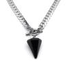 Collier pendule Reiki en obsidienne pour la divination - Bijou gothique
