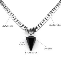 Collier pendule Reiki en obsidienne pour la divination - Bijou gothique