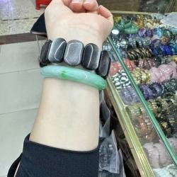 Bracelet en obsidienne argentée | Bijou de mode et de soin Reiki