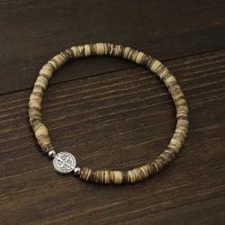 Double-Sided Cross & Saint Benedict Bracelet - Beaded Rosary Style