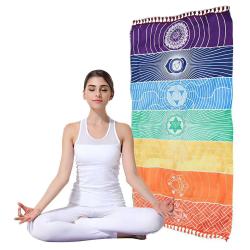 Tapis de yoga et de méditation : tapisserie chakra, résistant au soleil, coloré