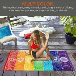 Tapis de yoga et de méditation : tapisserie chakra, résistant au soleil, coloré