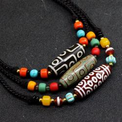 Tibetisch-buddhistische Dzi-Perlenkette mit neun Augen – Heilender Amulettschmuck