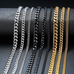 Collier Vnox à chaîne cubaine : or, acier inoxydable, style punk et vintage