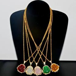 Collana con ciondolo Buddha Maitreya - Cristallo di zircone, amuleto portafortuna per...