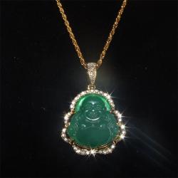 Collana con ciondolo Buddha Maitreya - Cristallo di zircone, amuleto portafortuna per...