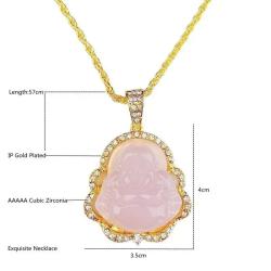 Collana con ciondolo Buddha Maitreya - Cristallo di zircone, amuleto portafortuna per...