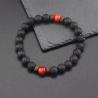 Bracciale in agata a strisce rosse | Bracciale in pietra naturale e corniola