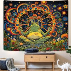 Tapisserie Mandala Grenouille Psychédélique - Décoration Yoga et Méditation