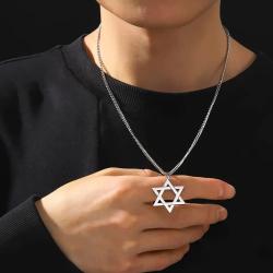Collana con Stella di David in acciaio inossidabile - Gioielli unisex