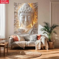 Tapisserie Bouddha Zen : Décoration murale Lotus Lumineux pour la méditation et la paix
