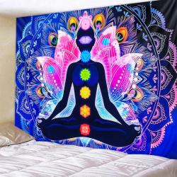 Yedi Çakra Meditasyon Duvar Halısı | Yoga ve Wicca İçin Boho Tarzı Duvar Dekoru