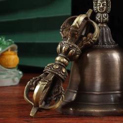 Ensemble de bols chantants tibétains : cloche Vajra en laiton pour la méditation et la guérison