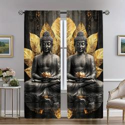 Zen-Meditationsvorhänge: Goldenes Lotus-Design für ein friedvolles Zuhause