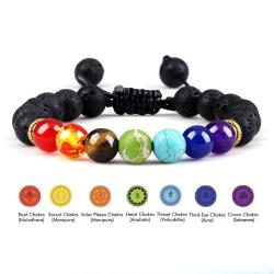 Équilibre et énergie : Bracelet en pierre de lave aux 7 chakras pour hommes et femmes
