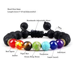 Équilibre et énergie : Bracelet en pierre de lave aux 7 chakras pour hommes et femmes