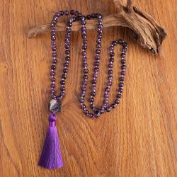 Collier de perles Mala en améthyste - Méditation et Yoga | Perles de 8 mm