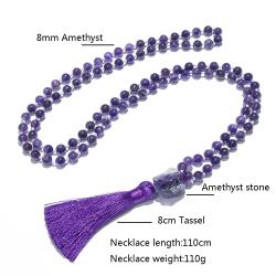 Ametist Mala Boncuklu Kolye - Meditasyon ve Yoga | 8mm Boncuklar