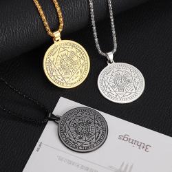 Collana con sigillo dell'Arcangelo | Amuleto della Kabbalah in acciaio inossidabile per la protezione...