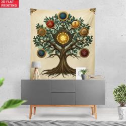 Kutsal Hayat Ağacı Mandala Duvar Halısı: Boho Duvar Dekoru ve Meditasyon