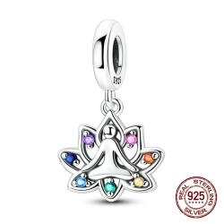 Pendentif lotus en argent sterling 7 chakras pour bracelets à breloques