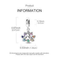 Lotus-Anhänger aus Sterlingsilber mit 7 Chakras für Charm-Armbänder