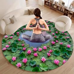 Tappeto in flanella Pink Lotus: tappetino da meditazione e yoga per la casa
