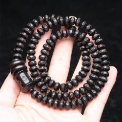 Collana Mala tibetana in ebano - Rosario Mantra con 108 perle per la meditazione