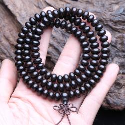 Collana Mala tibetana in ebano - Rosario Mantra con 108 perle per la meditazione