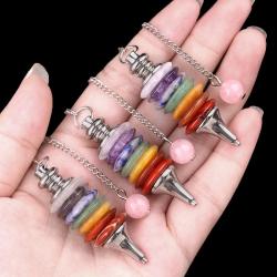 Pendule de cristal à 7 chakras pour la divination et la guérison