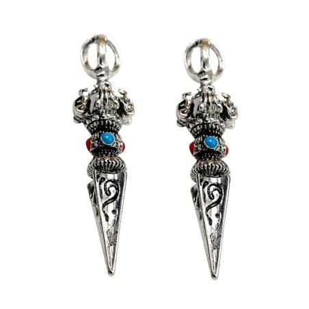 Tibetisches Phurba-Anhänger-Set | 2-teiliges Schmuckamulett aus Legierung