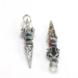 Tibetisches Phurba-Anhänger-Set | 2-teiliges Schmuckamulett aus Legierung