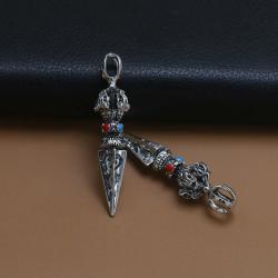 Tibetisches Phurba-Anhänger-Set | 2-teiliges Schmuckamulett aus Legierung
