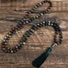 Hint Oniks 108 Boncuklu Mala | Meditasyon İçin Tibet Püsküllü Kolye