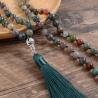 Hint Oniks 108 Boncuklu Mala | Meditasyon İçin Tibet Püsküllü Kolye