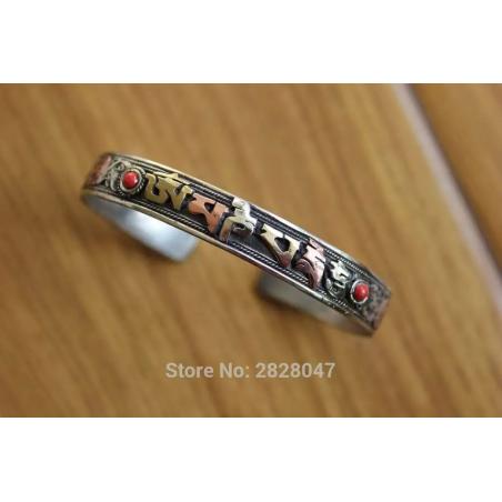 Tibetisches Om Mani Padme Hum Kupfer-Messing-Armband